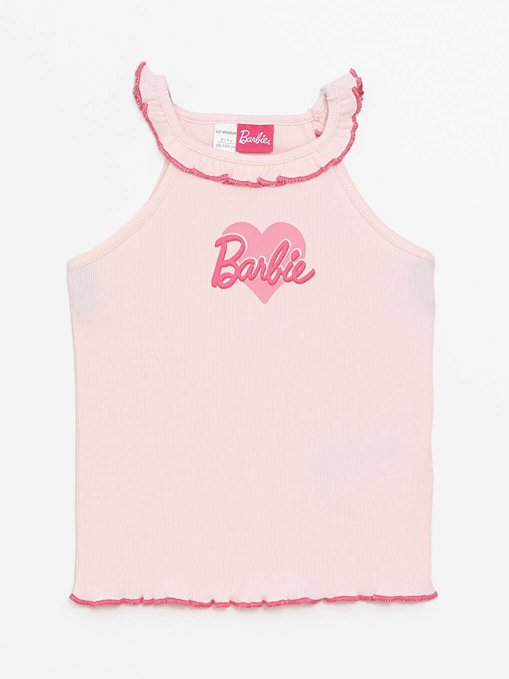 Crew Neck Sleeveless Barbie Printed Baby Girl Undershirt -S4L218Z1-QVT