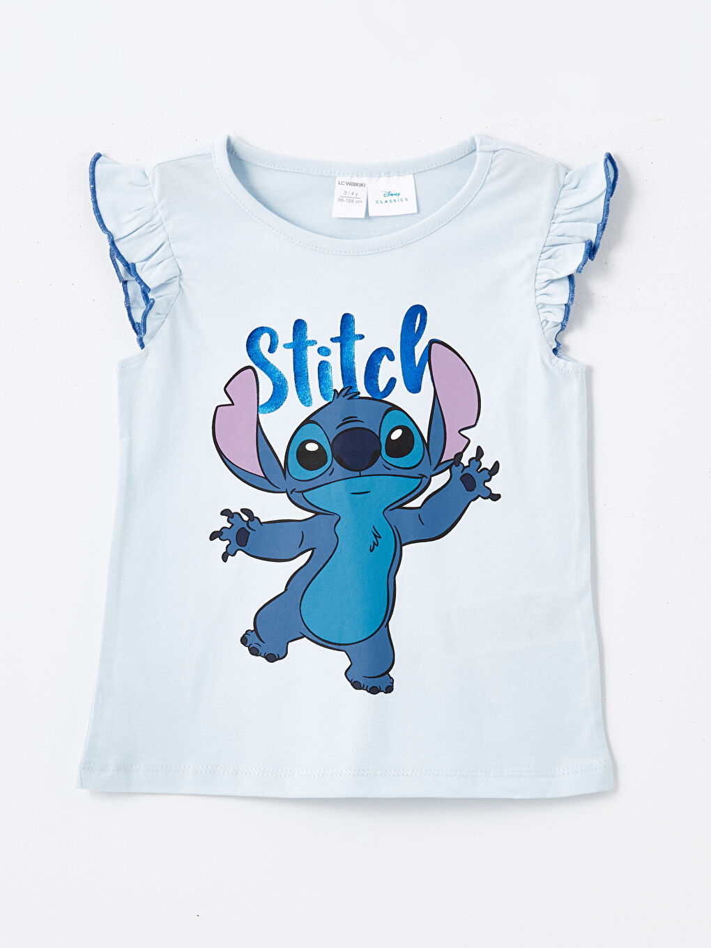 Mavi Lilo & Stitch Baskılı Kız Çocuk Tişört