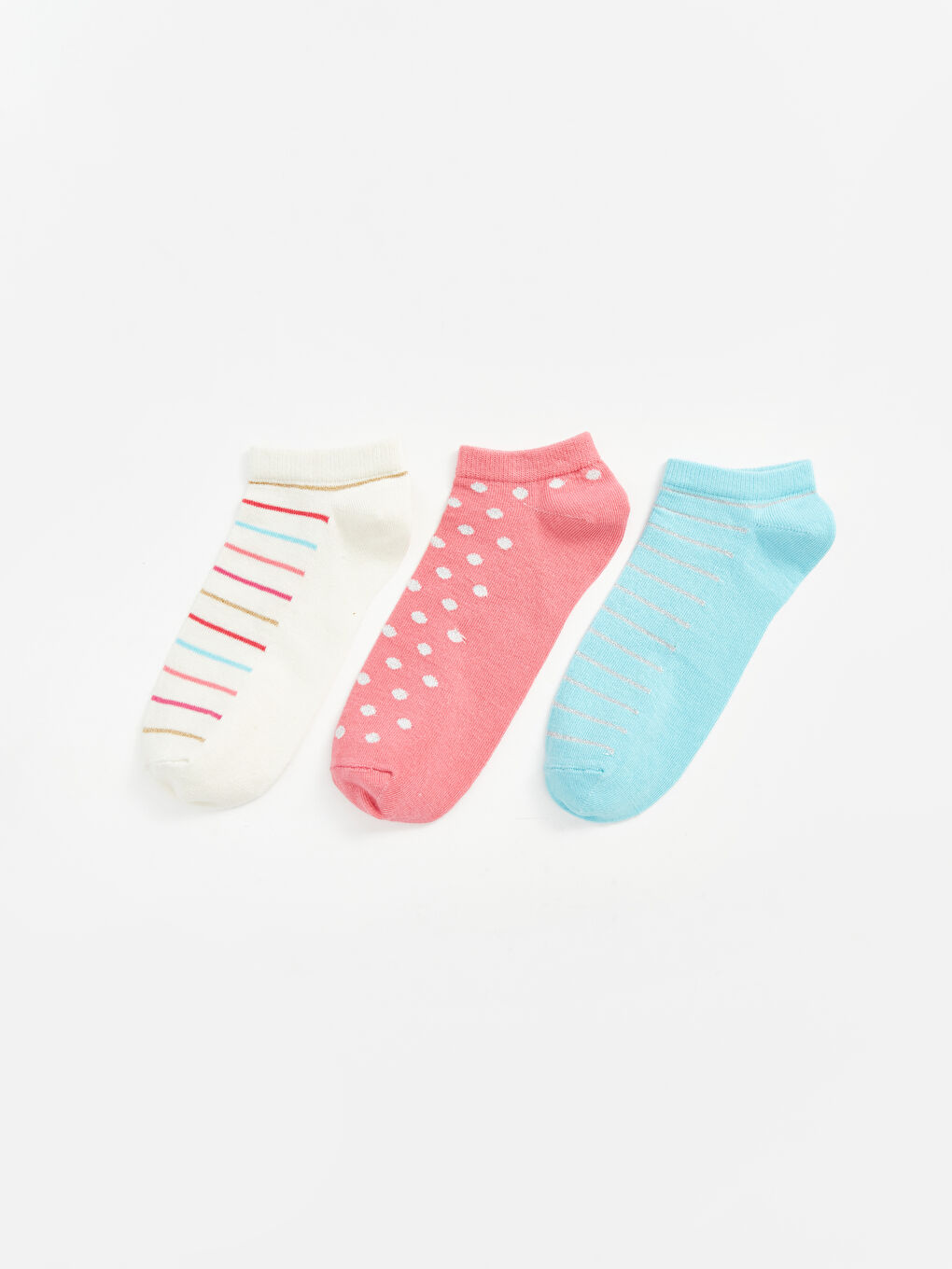 Patterned Girls' Trainer Socks 3-pack -S4L318Z4-EEW
