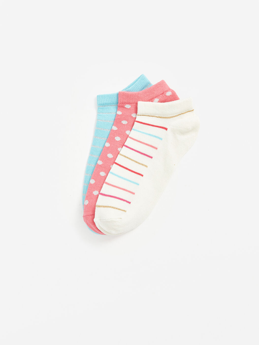 Patterned Girls' Trainer Socks 3-pack -S4L318Z4-EEW