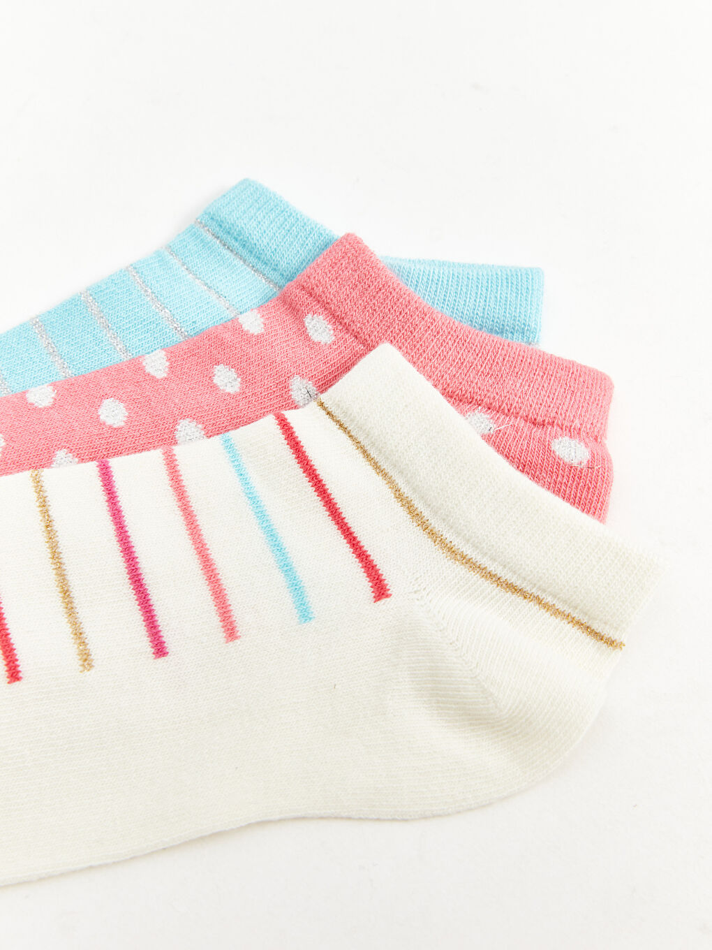 Patterned Girls' Trainer Socks 3-pack -S4L318Z4-EEW