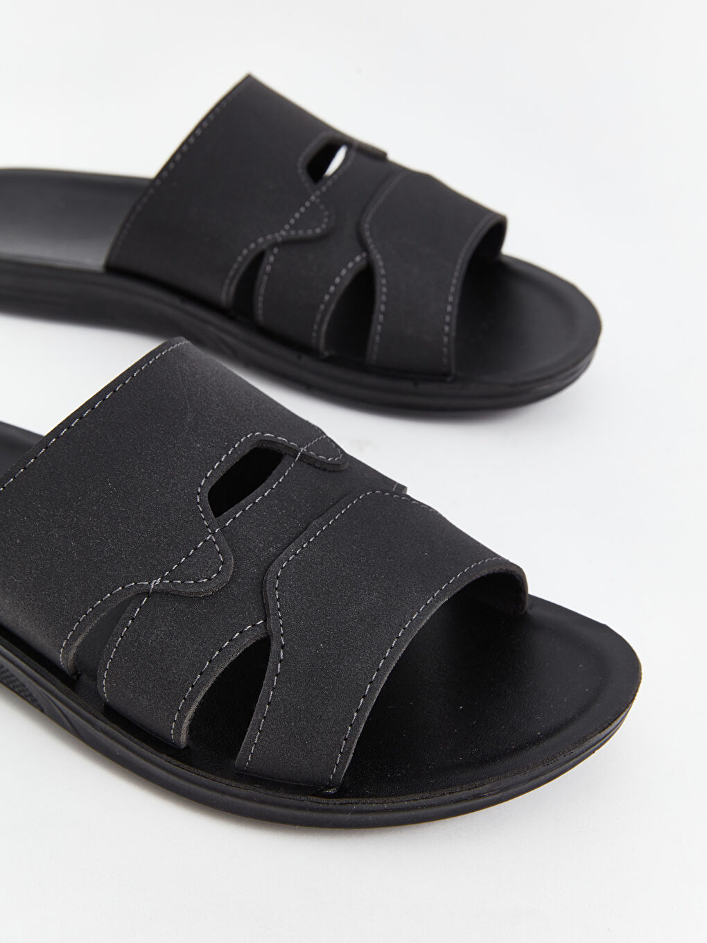 Siyah Düz Tek Bantlı Erkek Terlik-2