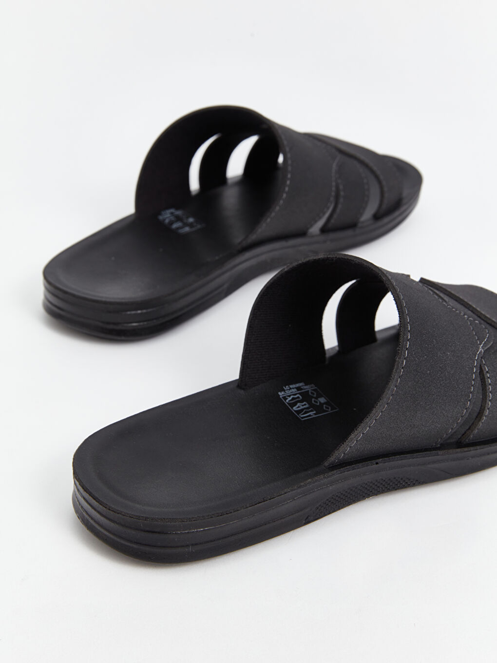 Siyah Düz Tek Bantlı Erkek Terlik-4