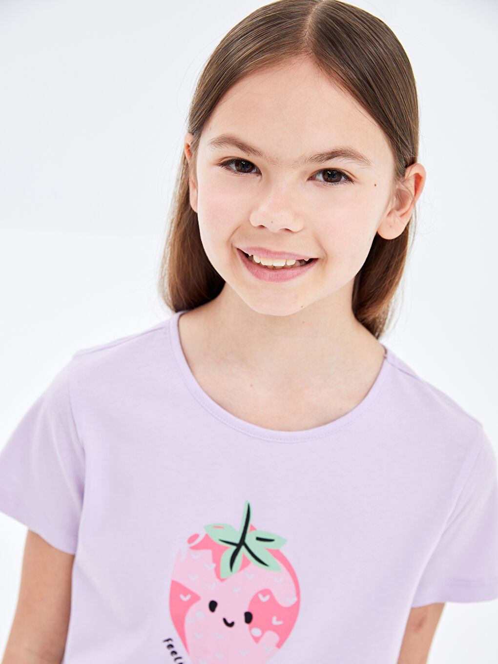 Crew Neck Printed Short Sleeve Girls' T-Shirt