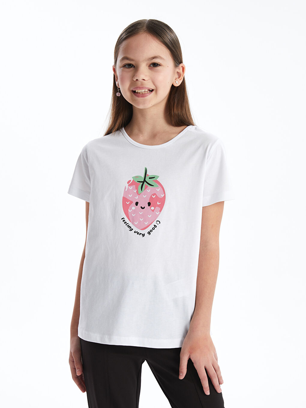 LCW Kids Crew Neck Printed Short Sleeve Girls' T-Shirt -S4L335Z4-Q6K