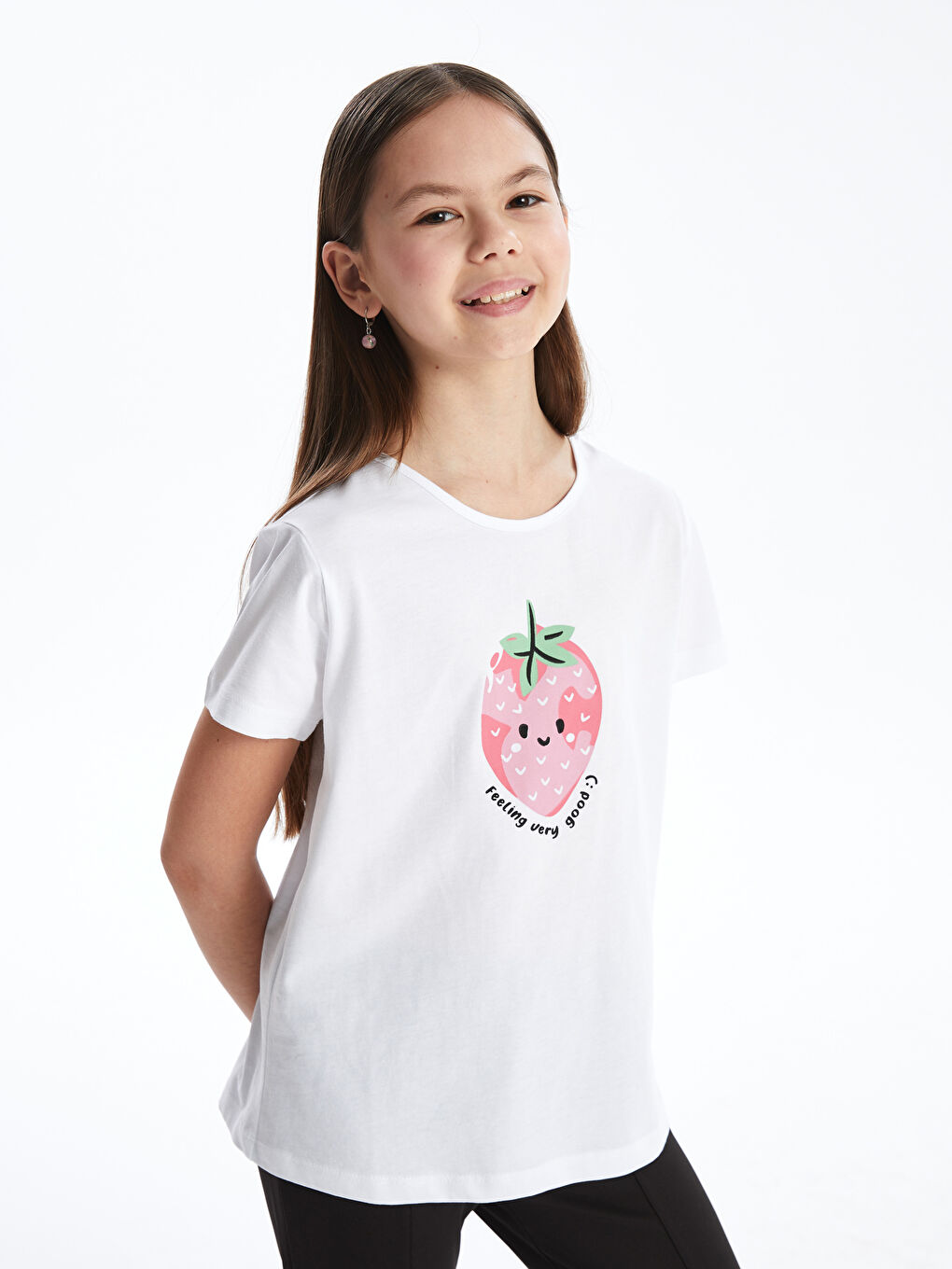 LCW Kids Crew Neck Printed Short Sleeve Girls' T-Shirt -S4L335Z4-Q6K