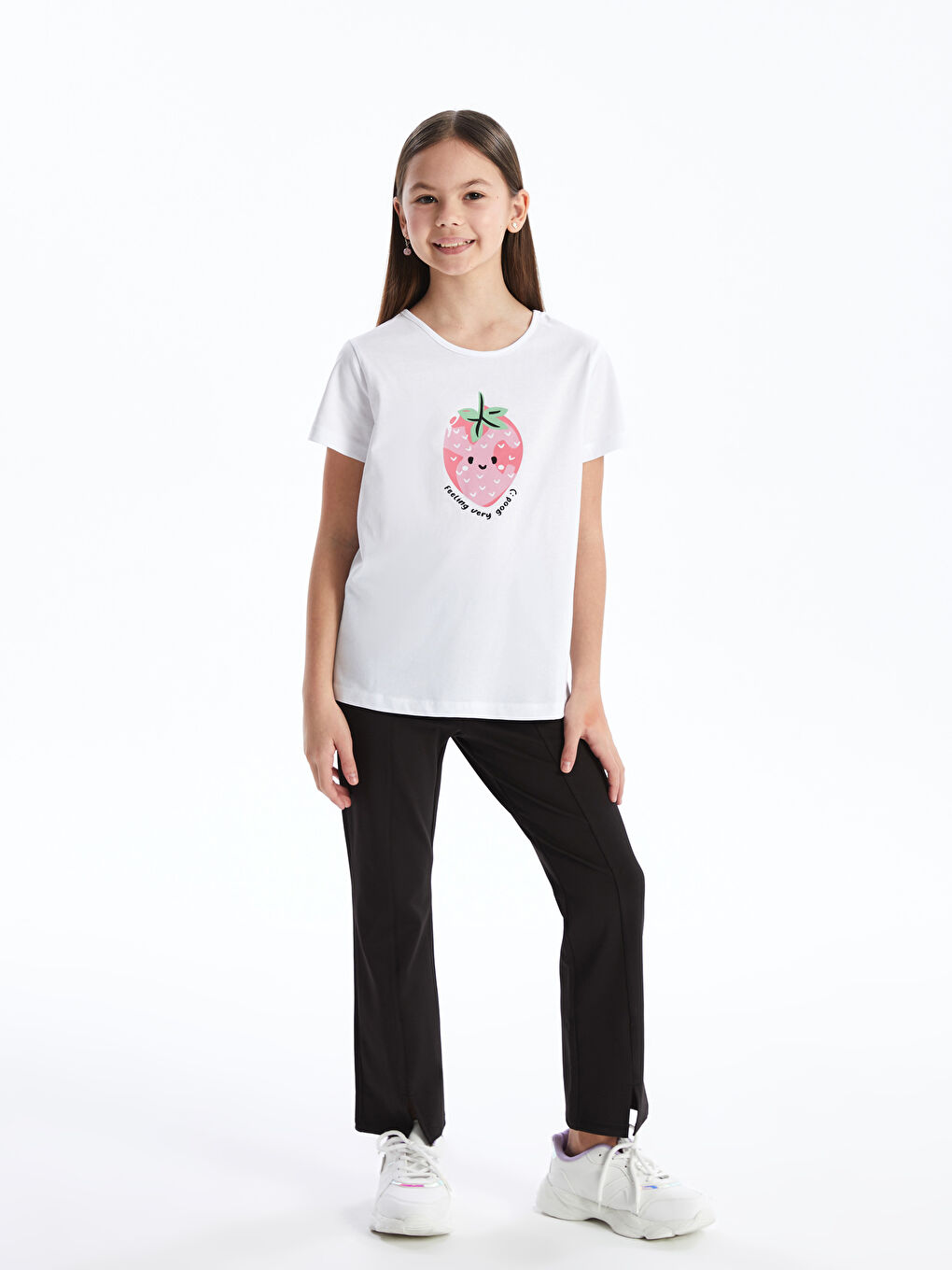 LCW Kids Crew Neck Printed Short Sleeve Girls' T-Shirt -S4L335Z4-Q6K