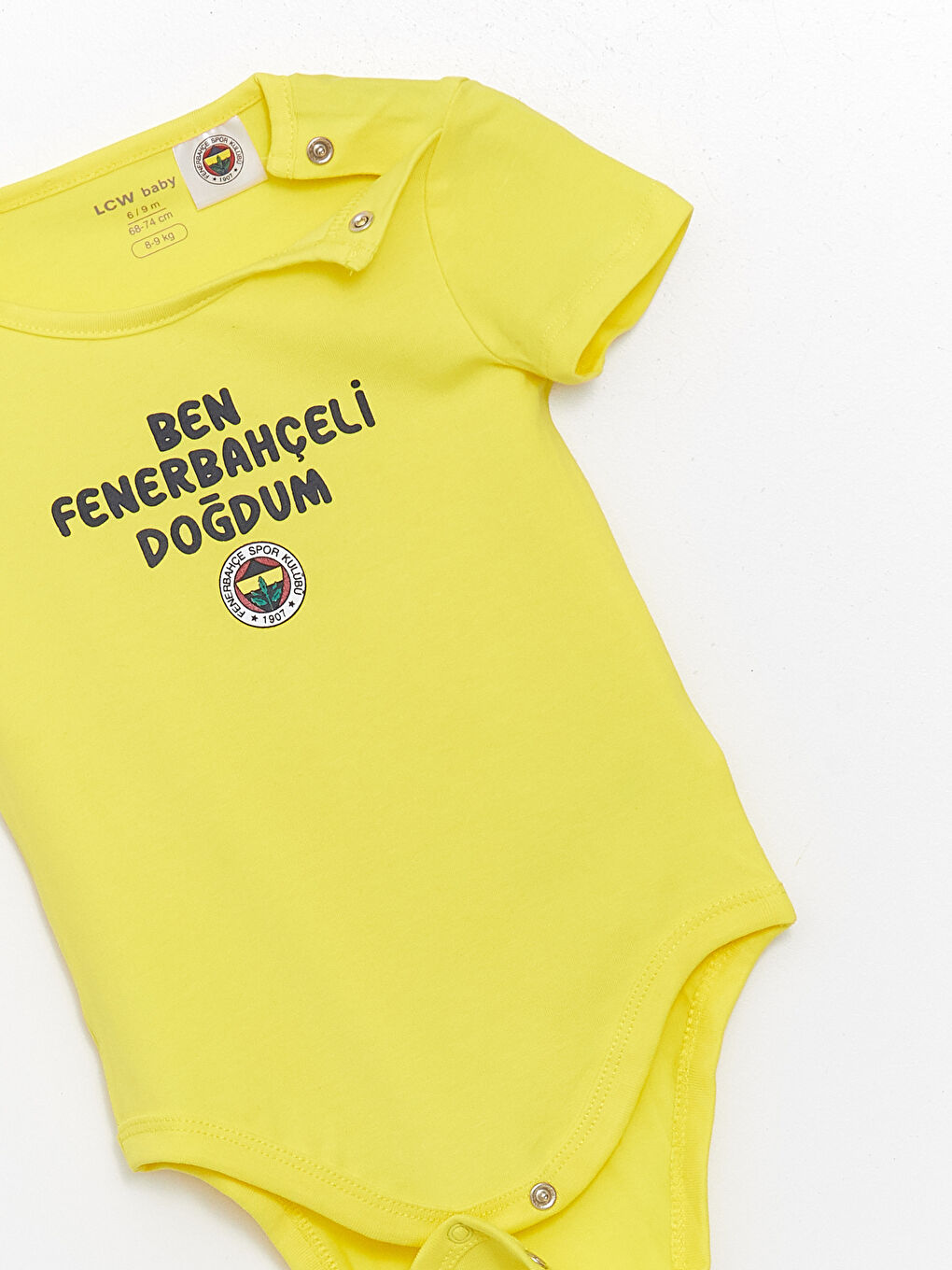 Sarı Bisiklet Yaka Kısa Kollu Fenerbahçe Baskılı Erkek Bebek Çıtçıtlı Body ve Pantolon 2'li Takım-5