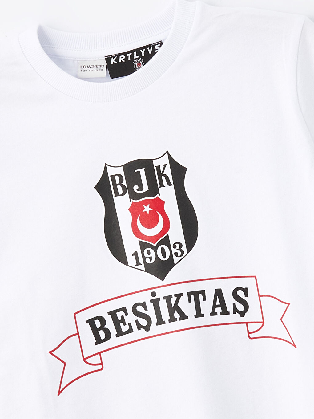 Beyaz Bisiklet Yaka Beşiktaş Baskılı Erkek Çocuk Tişört ve Şort-5
