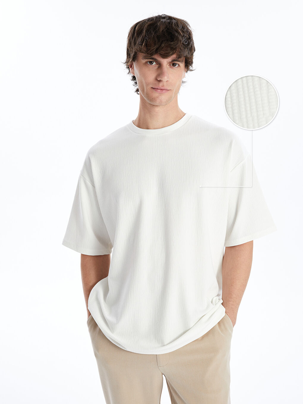 Crew Neck Short Sleeve Men's Textured T-Shirt -S4L347Z8-R9J
