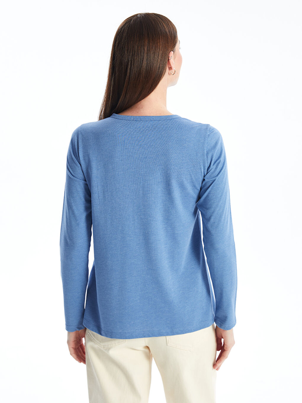 Blouse pour Femmes à Manches Longues Brodée avec Col Rond-4