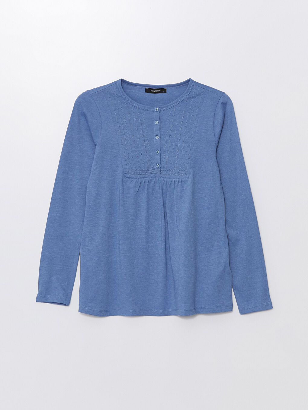 Blouse pour Femmes à Manches Longues Brodée avec Col Rond-5