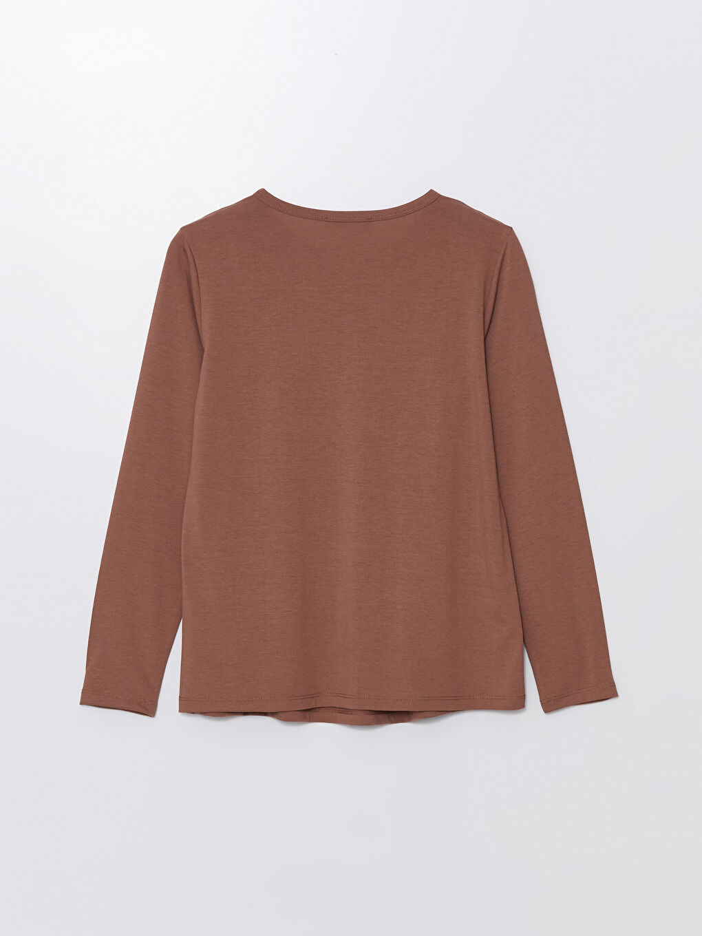 Kahverengi Bisiklet Yaka Nakışlı Uzun Kollu Kadın Bluz-6