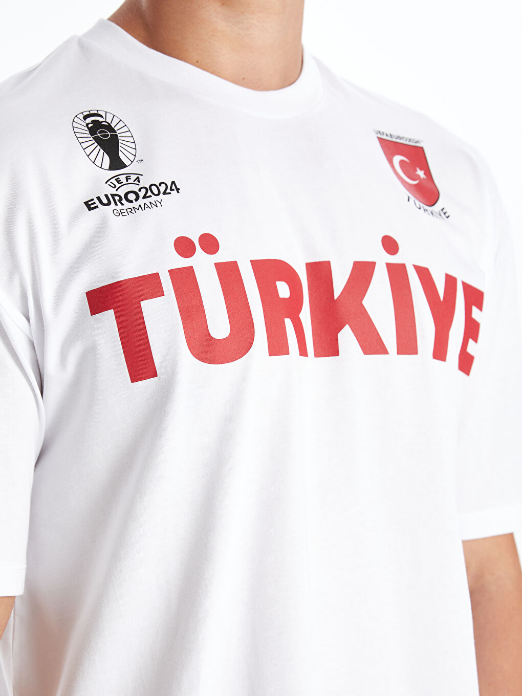 Beyaz DRY-TECH Bisiklet Yaka Kısa Kollu Türkiye Baskılı Erkek Spor Tişört-3