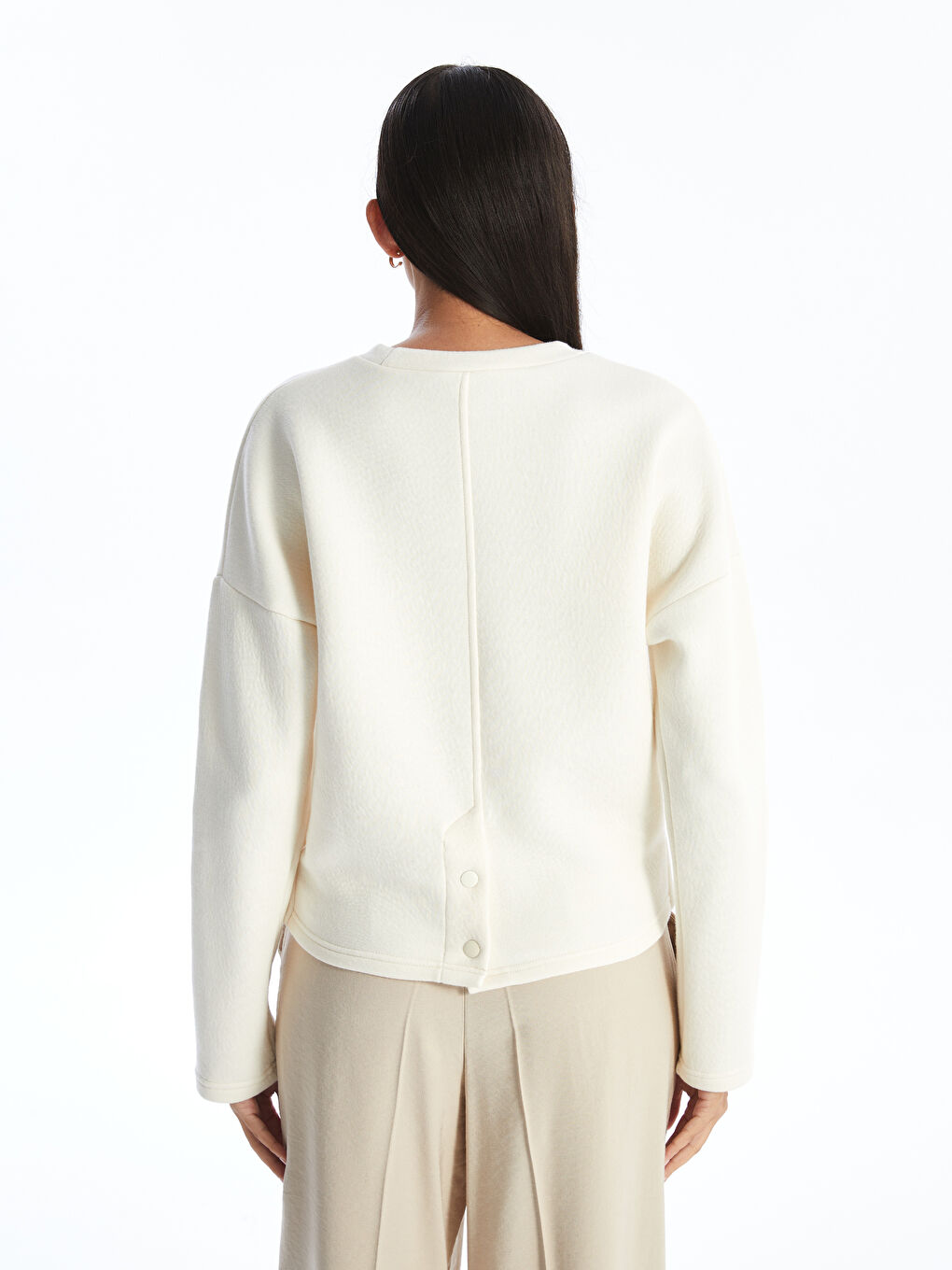 Crew Neck Plain Oversize Women's Sweatshirt -S4L416Z8-EEW