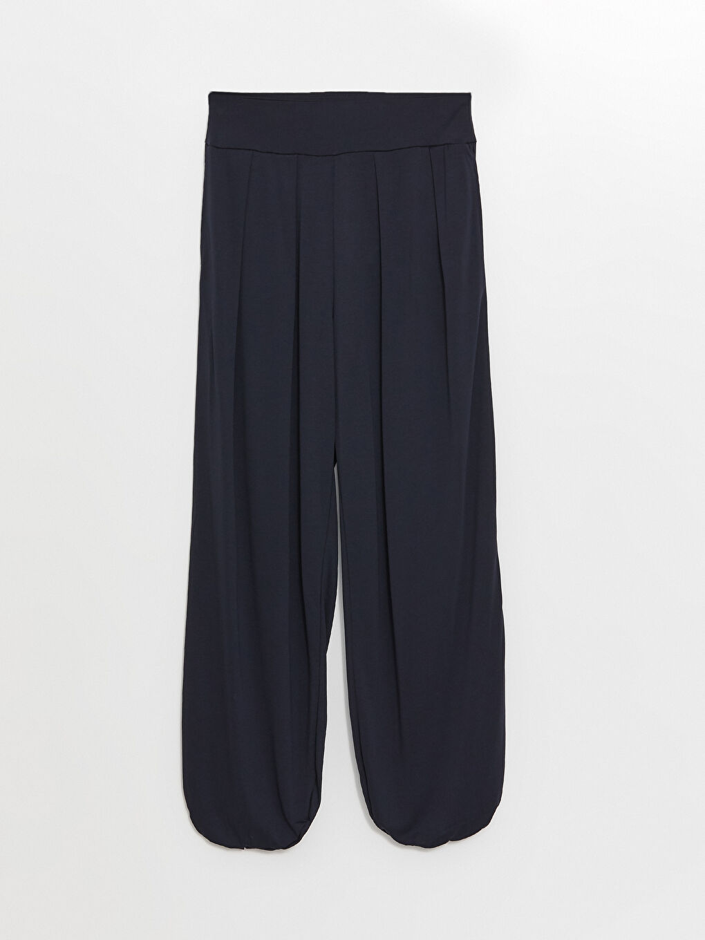 Lacivert Beli Lastikli Rahat Kalıp Kadın Pantolon-5