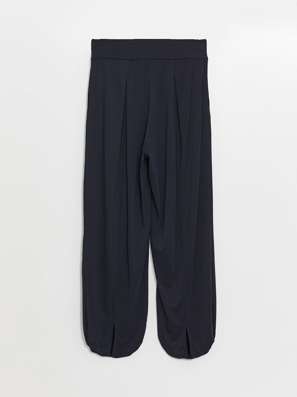 Lacivert Beli Lastikli Rahat Kalıp Kadın Pantolon-6