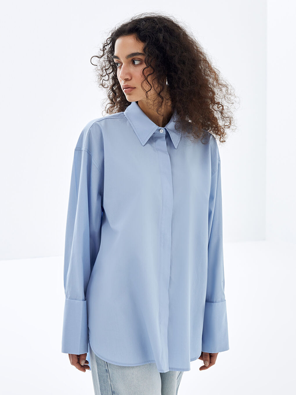 Plain Oversize Women's Shirt Tunic -S4L428Z8-DHU