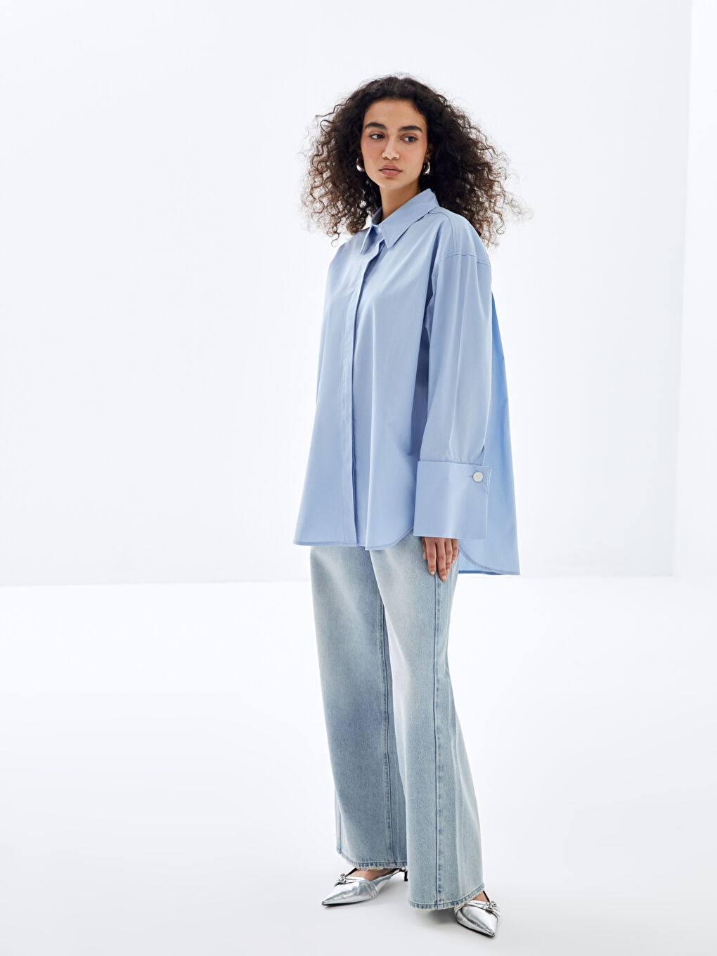 Plain Oversize Women's Shirt Tunic -S4L428Z8-DHU
