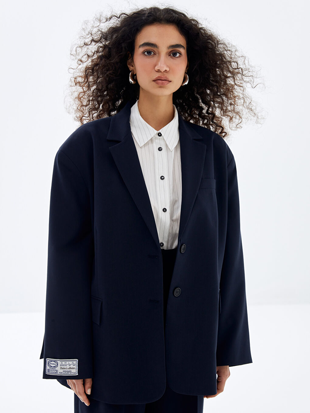 Plain Long Sleeve Oversize Women's Blazer Jacket -S4L430Z8-YFD