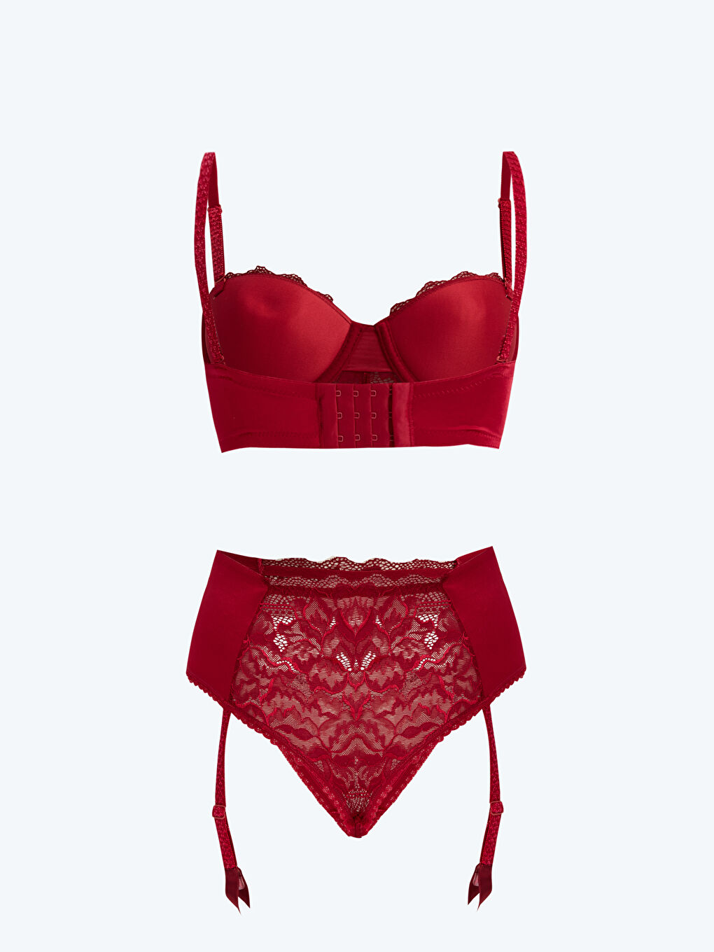 Bordo Sütyeni Dolgulu Jartiyer Takım-1