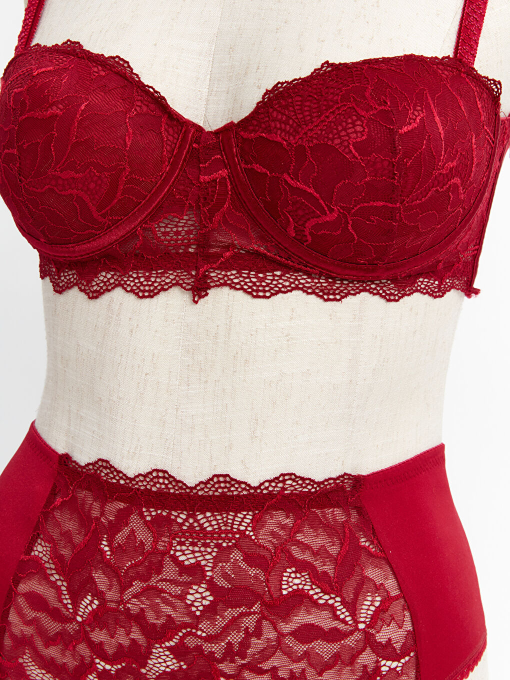 Bordo Sütyeni Dolgulu Jartiyer Takım-3