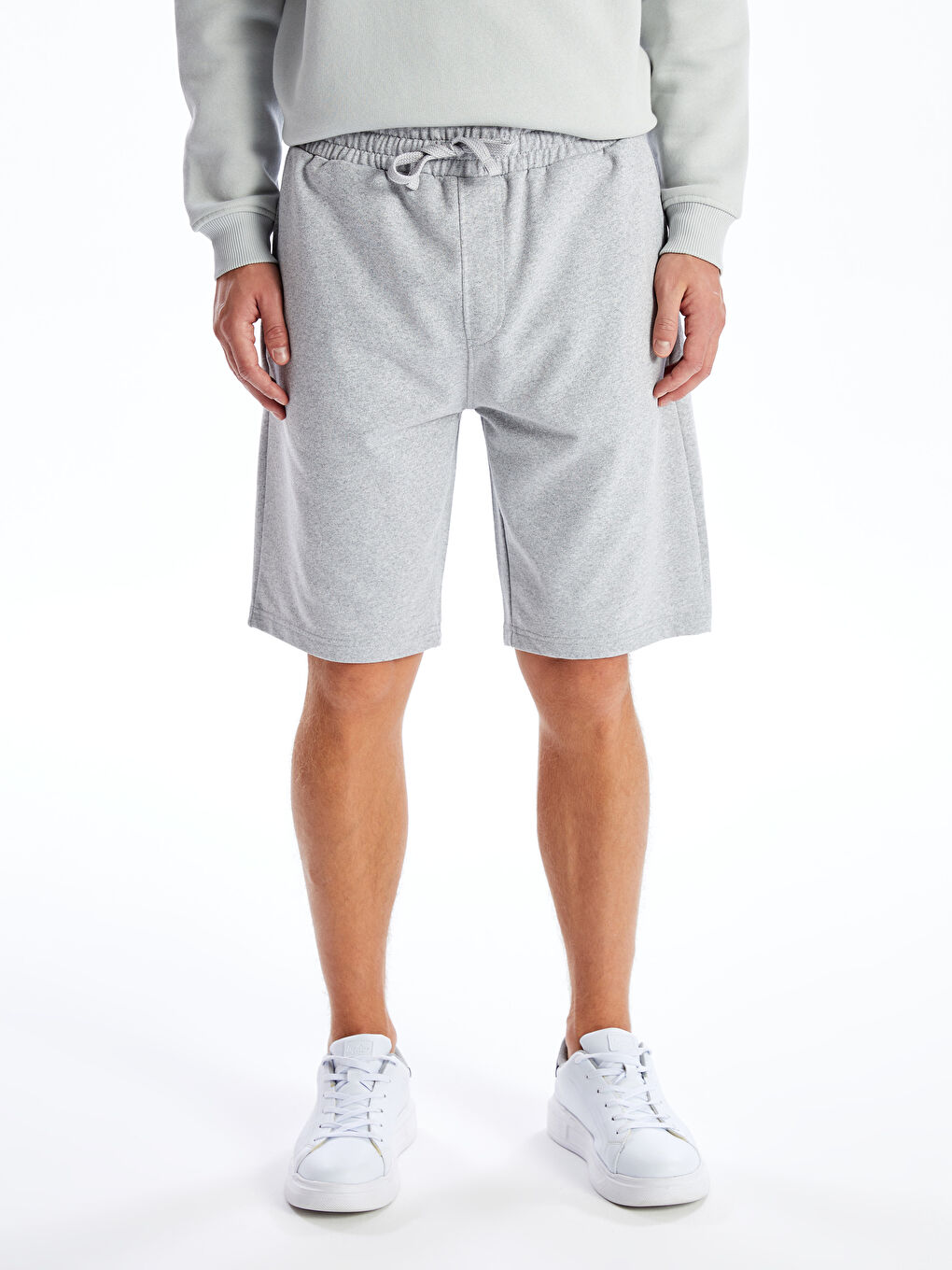Gri Standart Kalıp Pike Erkek Şort-5
