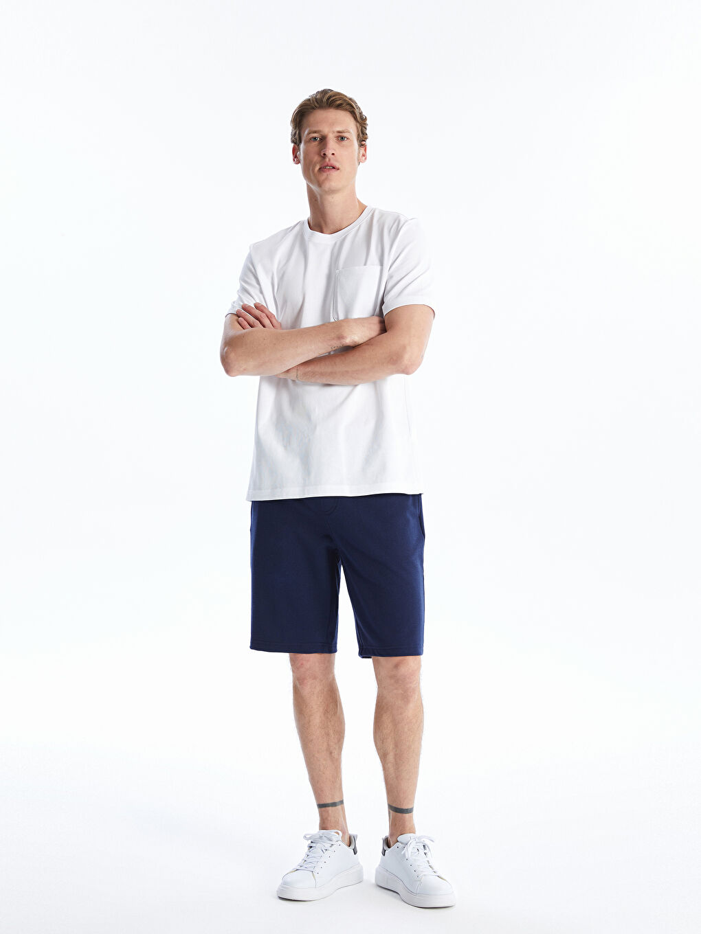 Regular Fit Pique Men's Shorts -S4L494Z8-SME