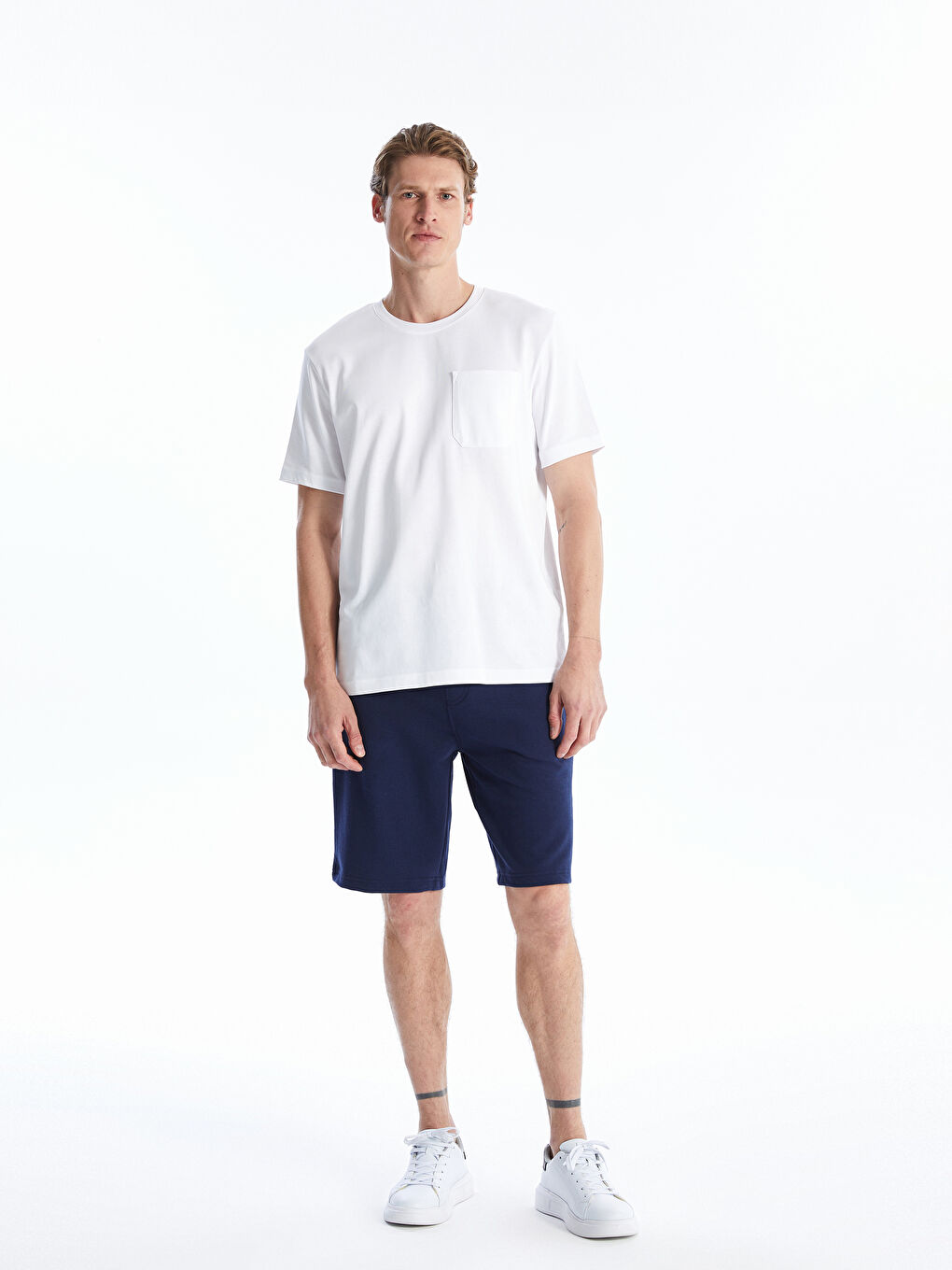 Regular Fit Pique Men's Shorts -S4L494Z8-SME