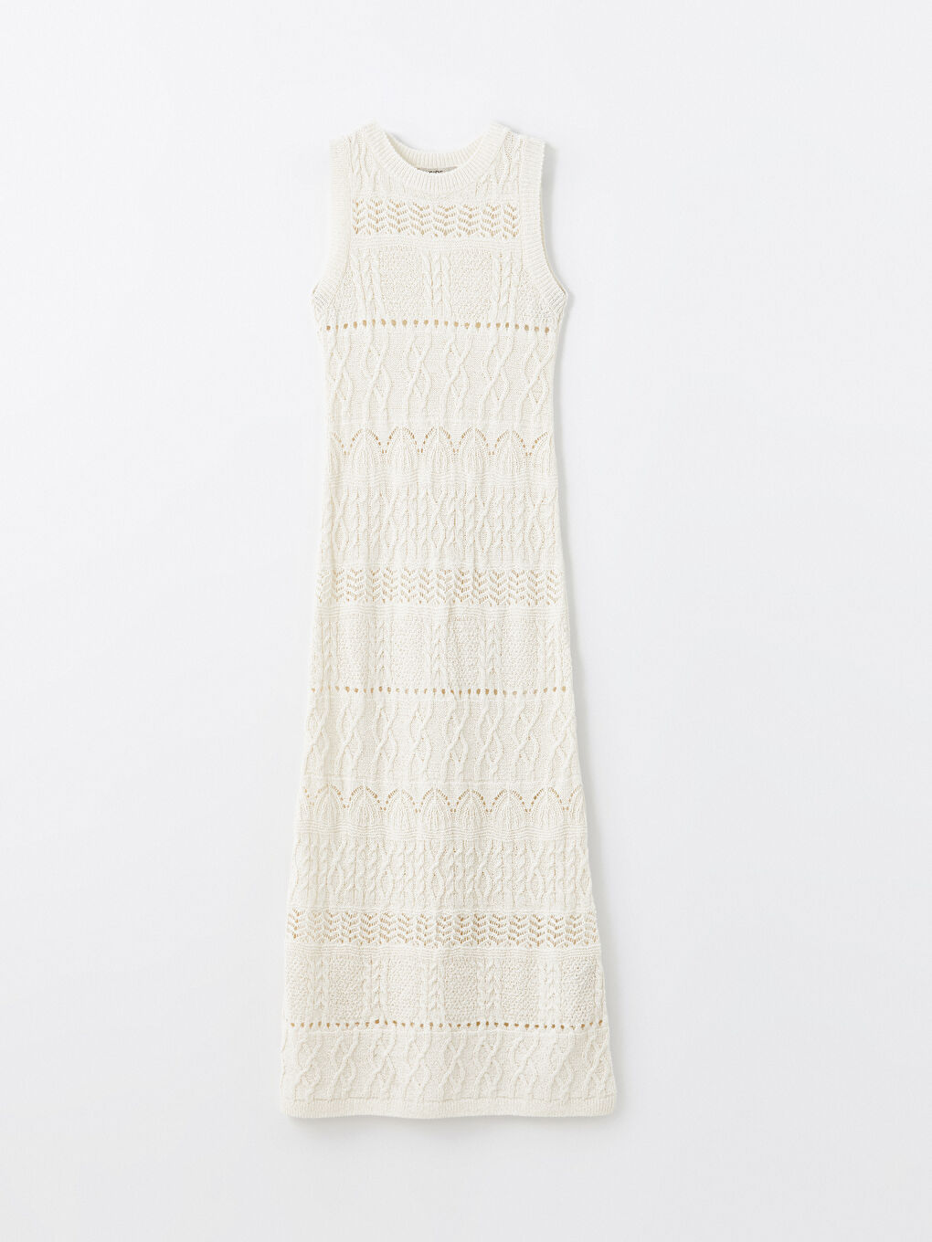 Crew Neck Self-Patterned Embroidery Women's Bodycon Dress -S4L511Z8-YHZ