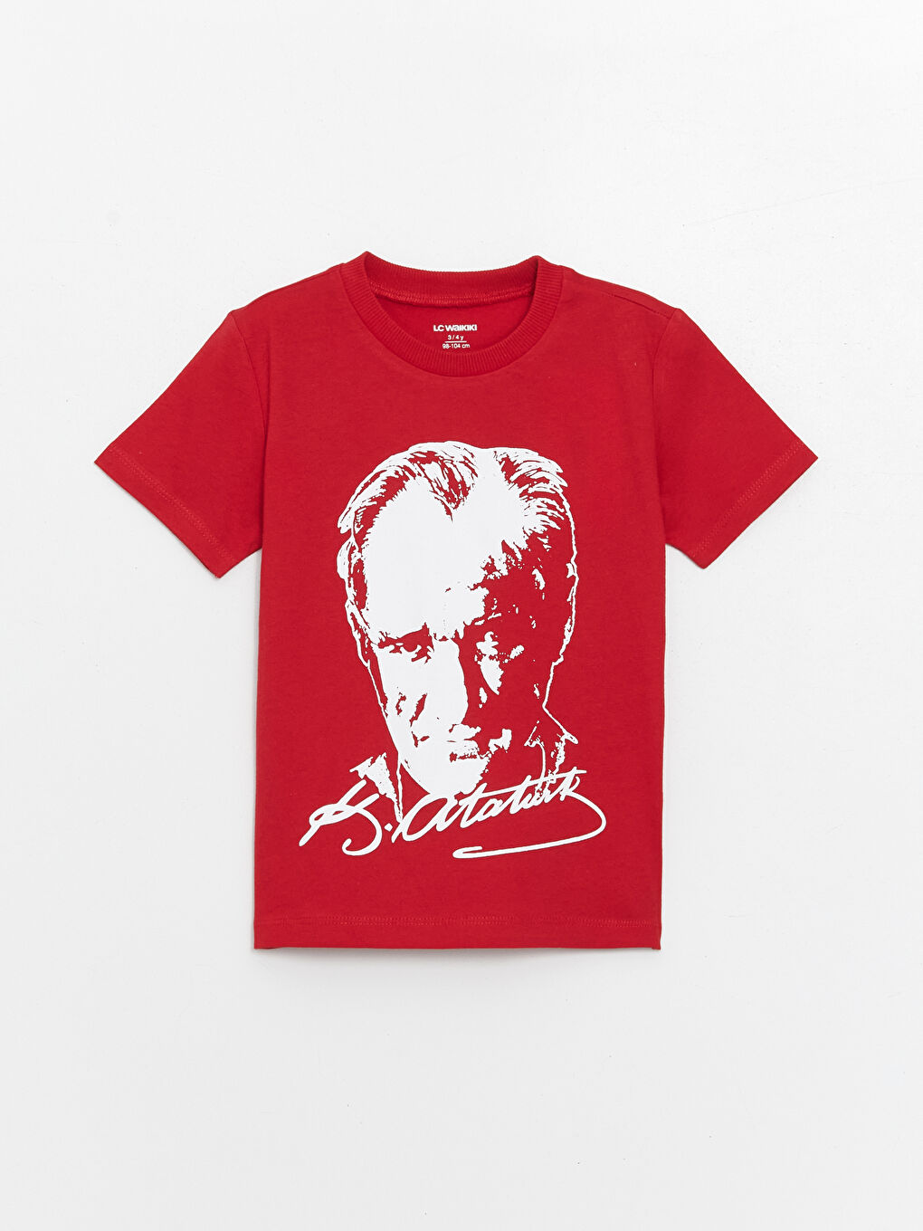 Kırmızı Bisiklet Yaka Atatürk Baskılı Erkek Bebek Tişört