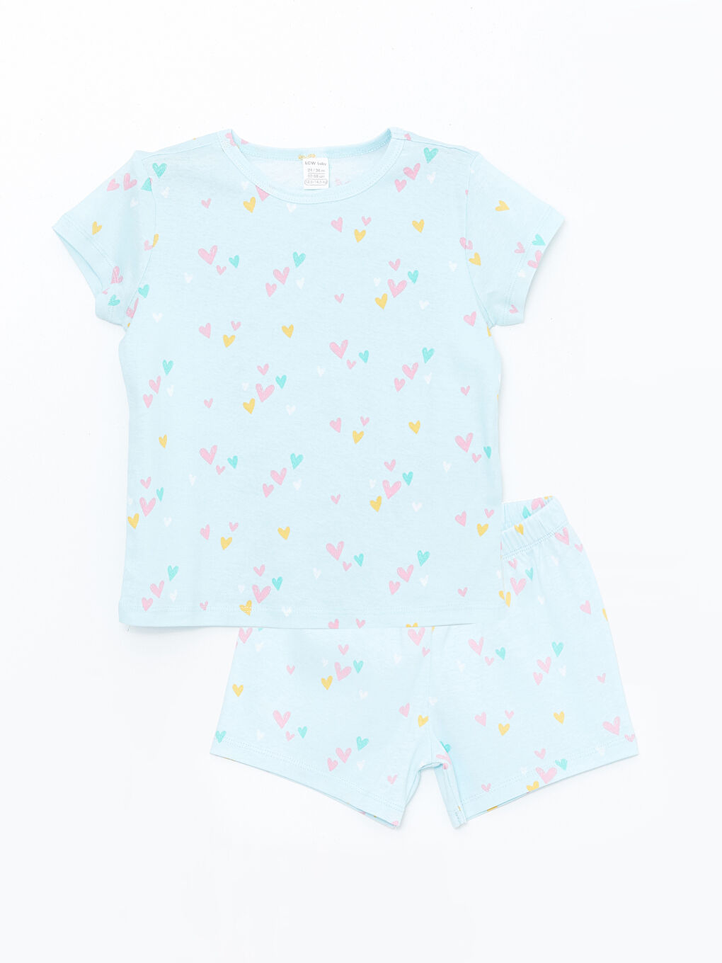 Turkuaz Bisiklet Yaka Kız Bebek Şortlu Pijama Takımı