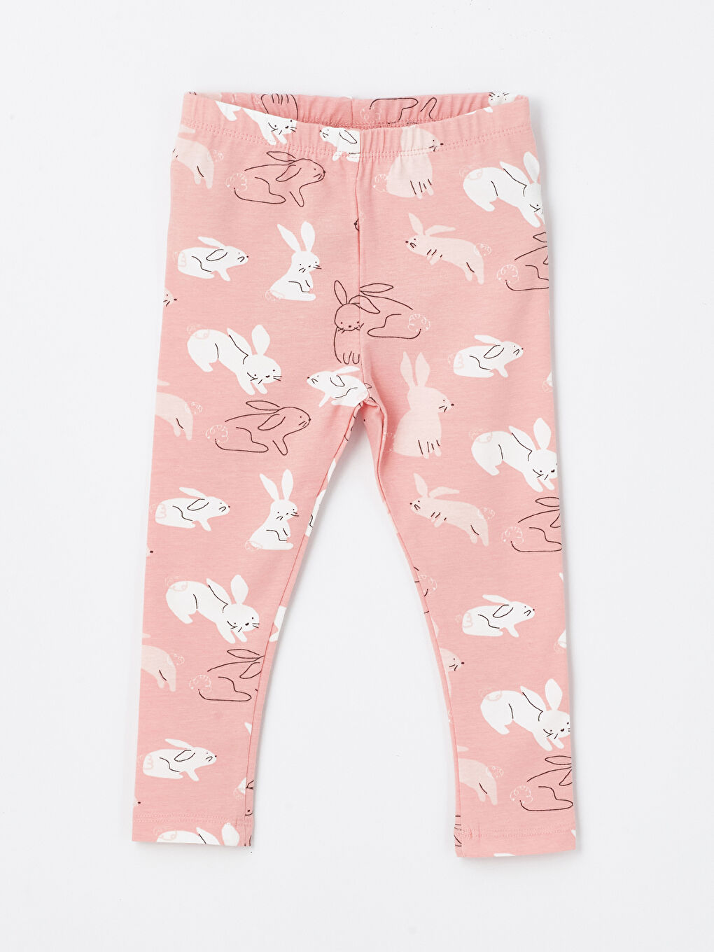 Pembe Bisiklet Yaka Kısa Kollu Kız Bebek Tişört ve Tayt 2'li-3