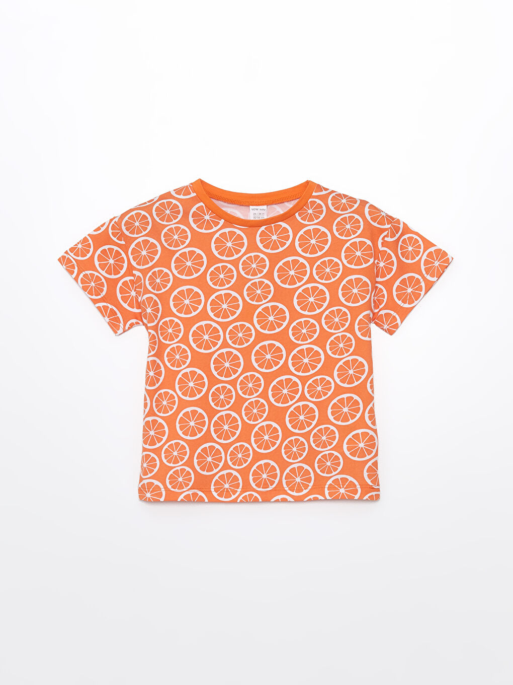 Turuncu Bisiklet Yaka Baskılı Kısa Kollu Kız Bebek Tişört