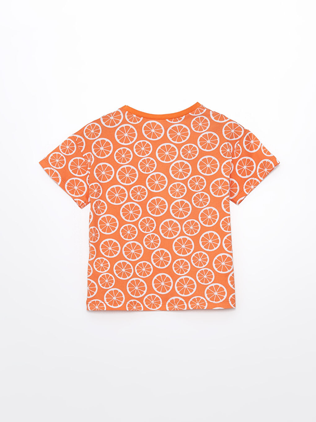 Turuncu Bisiklet Yaka Baskılı Kısa Kollu Kız Bebek Tişört-1