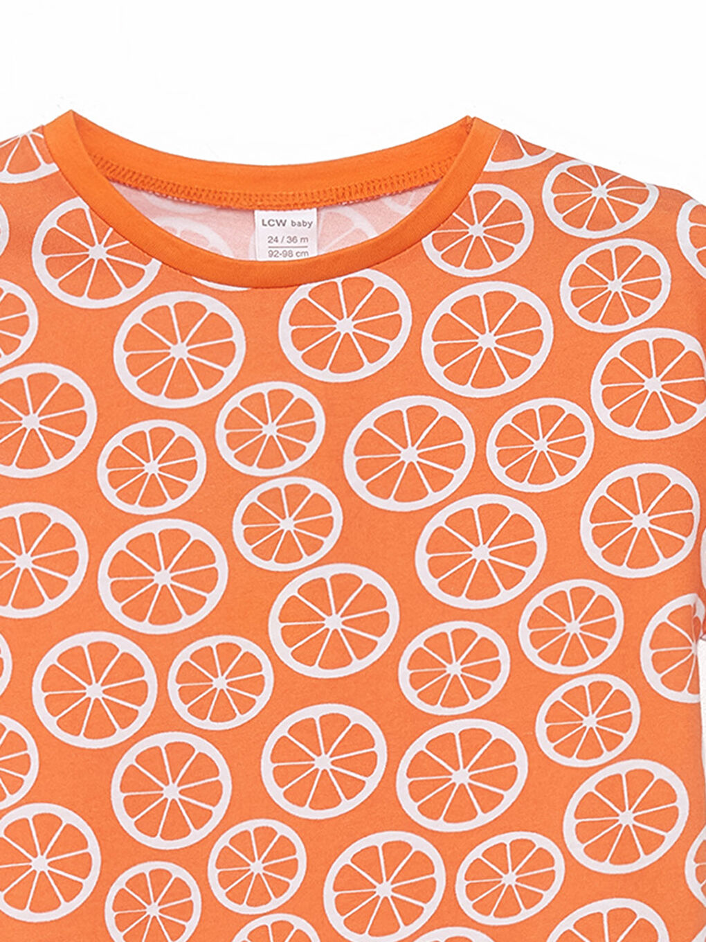 Turuncu Bisiklet Yaka Baskılı Kısa Kollu Kız Bebek Tişört-2