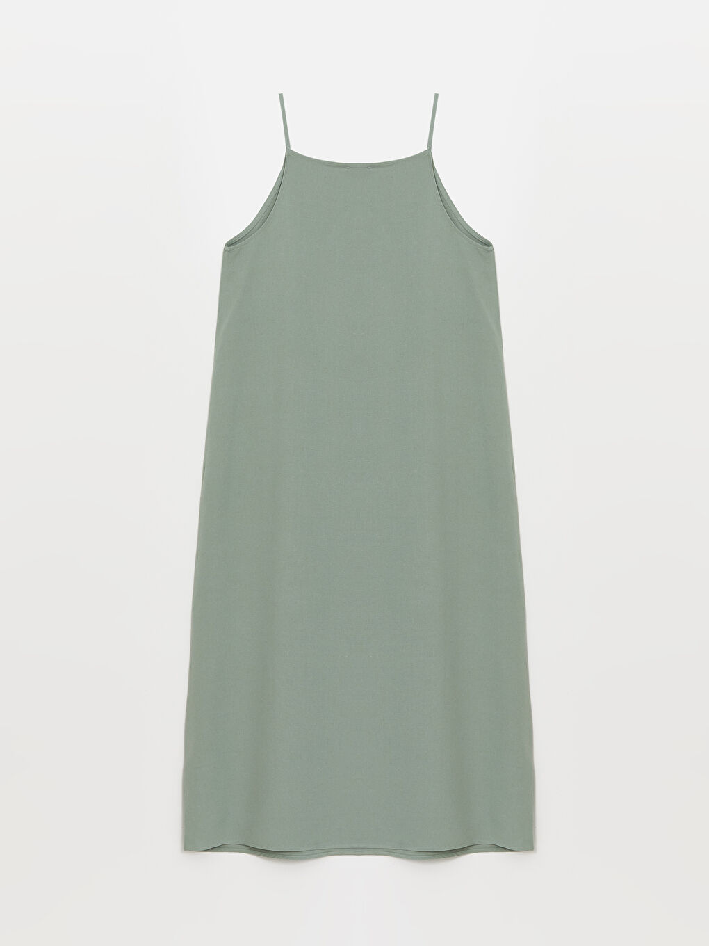 Square Neck Straight Strap Linen Blend Maternity Dress -S4L664Z8-GPP