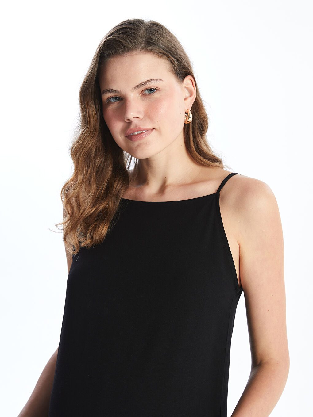Square Collar Plain Strappy Linen Blend Maternity Dress -S4L664Z8-CVL