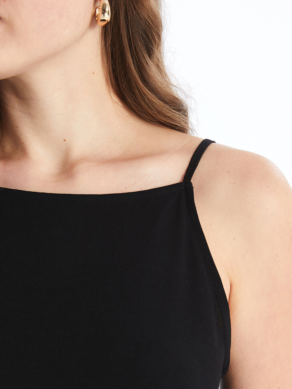 Square Collar Plain Strappy Linen Blend Maternity Dress -S4L664Z8-CVL