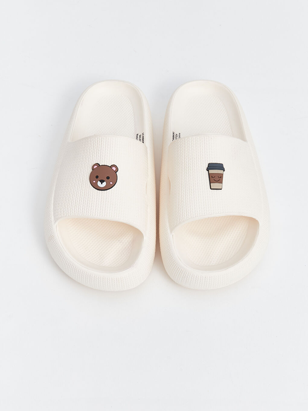 Bej Tek Bantlı Baskılı Kız Çocuk Terlik-2