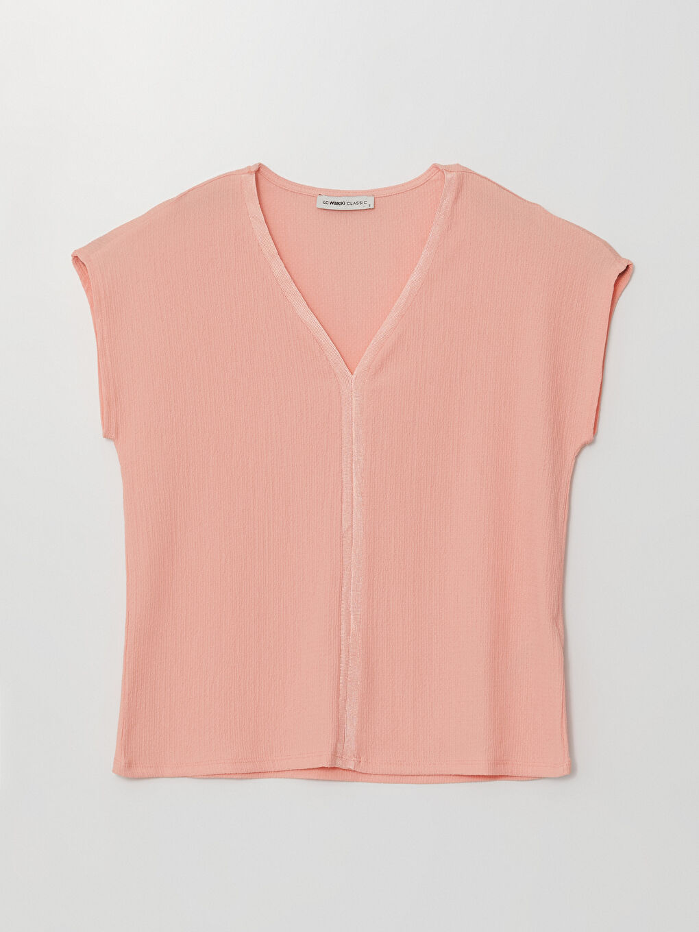 V Neck Straight Short Sleeve Women Blouse -S4L677Z8-G6K