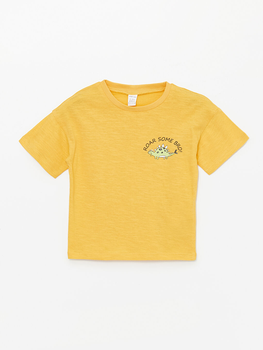 Sarı Bisiklet Yaka Kısa Kollu Baskılı Erkek Bebek Tişört