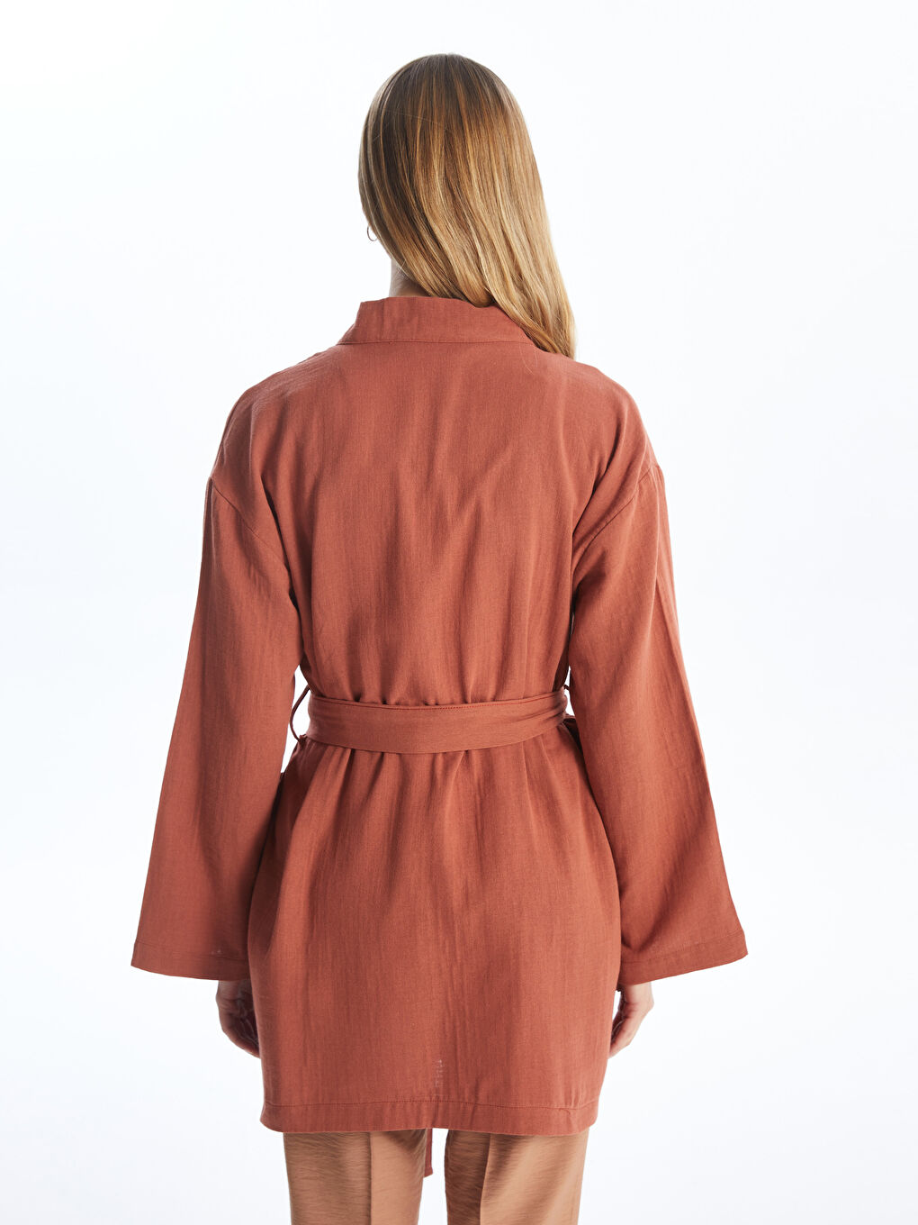 Shawl Collar Straight Long Sleeve Women's Kimono -S4L713Z8-V0W