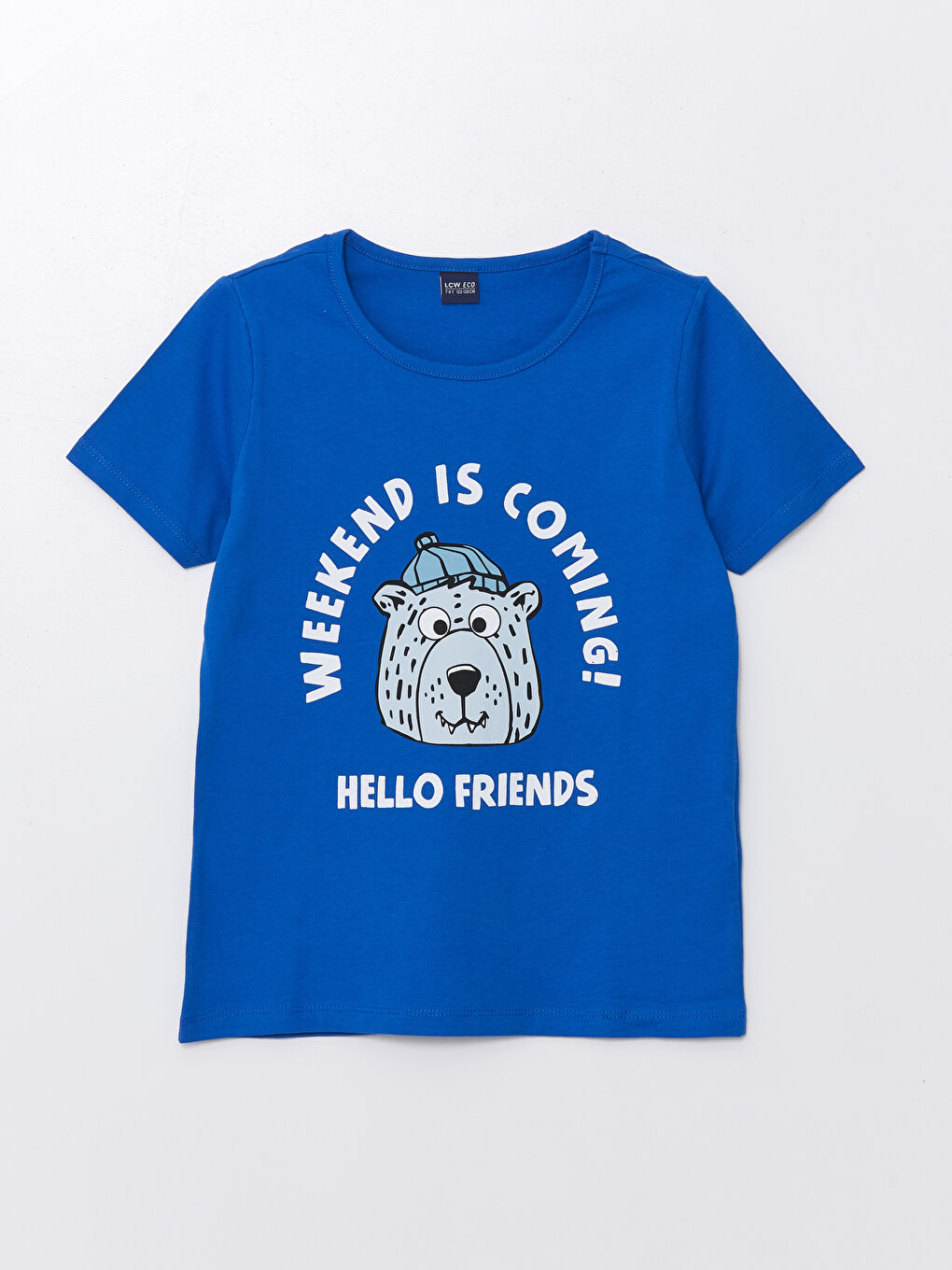 Mavi Bisiklet Yaka Baskılı Kısa Kollu Erkek Çocuk Tişört ve Şort-1