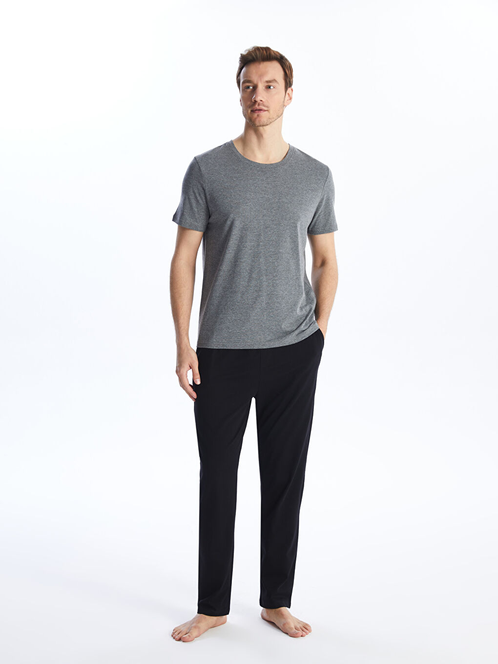 Antrasit Standart Kalıp Erkek Pijama Takımı-1
