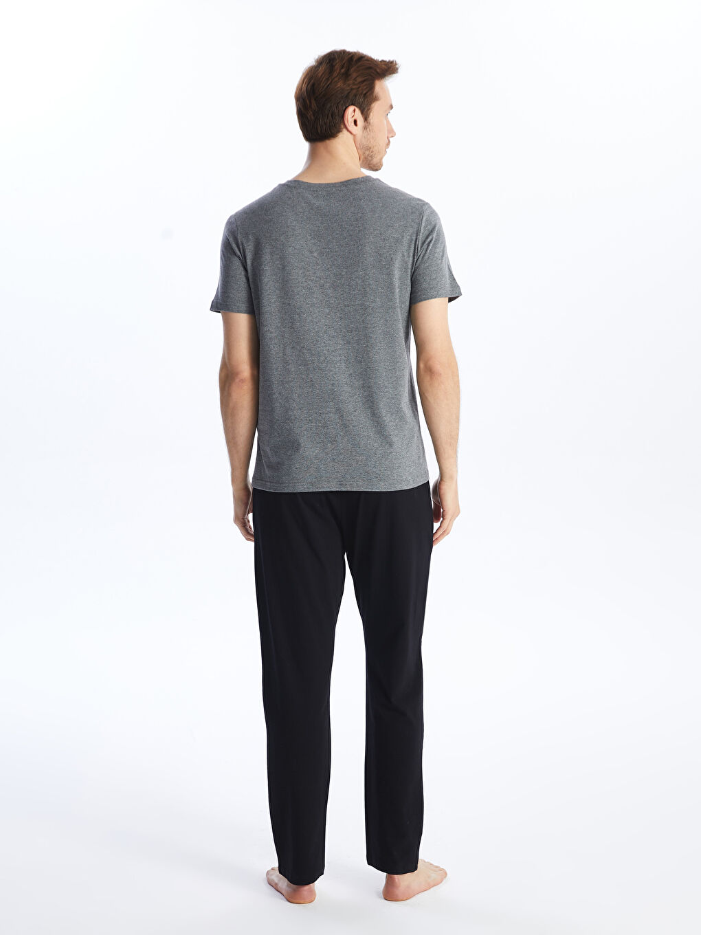 Antrasit Standart Kalıp Erkek Pijama Takımı-4