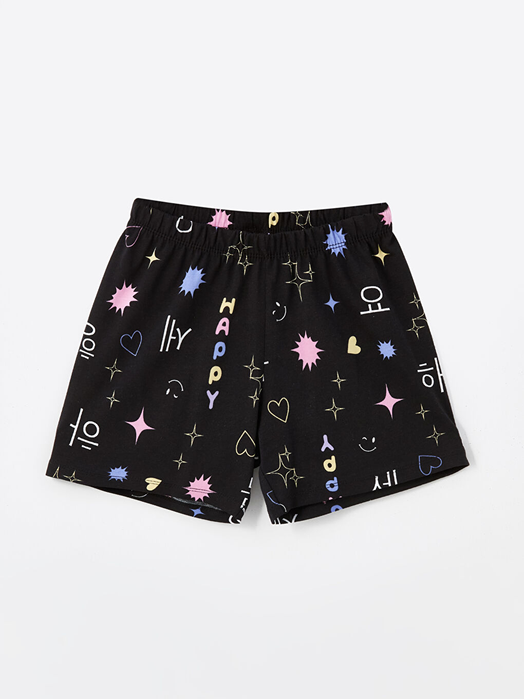 Crew Neck Printed Girl's Shorts Pajamas Set -S4L753Z4-Q6K