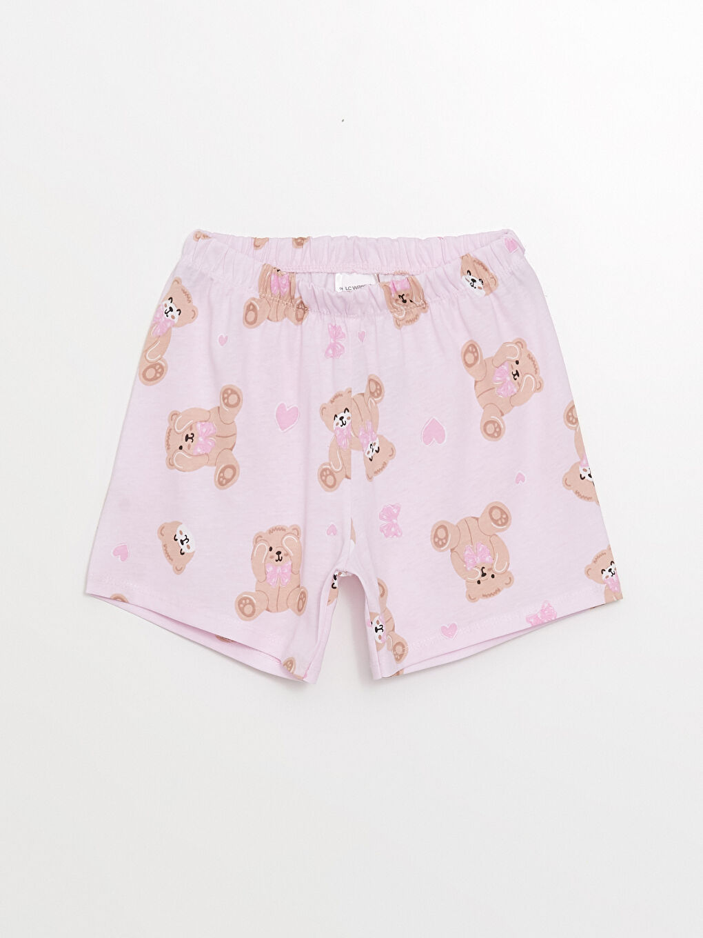 LCW Kids Pembe Baskılı Beli Lastikli Desenli Kız Çocuk Pijama Şort