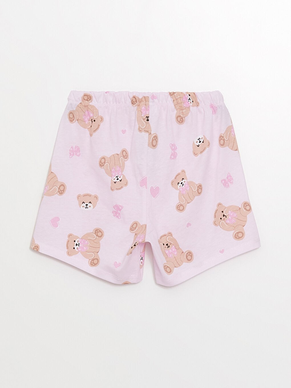 LCW Kids Pembe Baskılı Gömlek Yaka Kız Çocuk Şortlu Pijama Takımı - 6