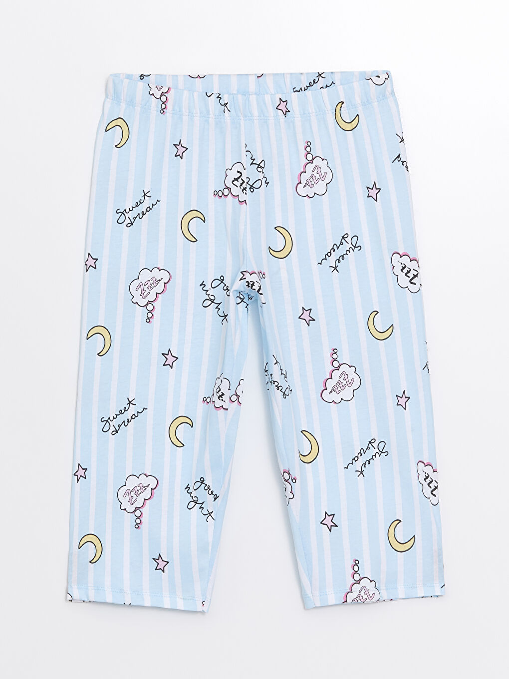 LCW Kids Açık Mavi Baskılı Beli Lastikli Kız Çocuk Pijama Alt